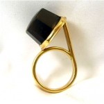 vintage 18k smoky quartz modernist ring