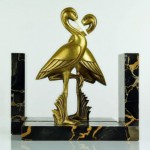 vintage 1920s spanish bronze stork bookends