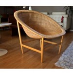 vintage 1950s nanna ditzel wicker and oak basket chair