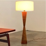 vintage 1960s cork and walnut floor lamp