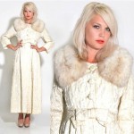 vintage 1960s fox collar brocade bridal coat