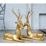 vintage 1960s gilded brass deer sculptures