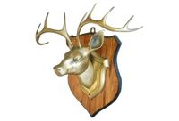 vintage 1960s mounted brass stag's head