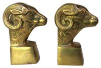 vintage 1960s rams head brass bookends