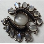 vintage antonio pineda moonstone onyx brooch