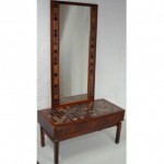 vintage danish modern rosewood tile entry chest and mirror