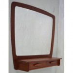 vintage danish modern teak mirror shelf