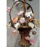 vintage dresden porcelain copper basket petite chandelier