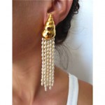 vintage goossens pearl tassle earrings