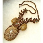 vintage juliana malachite rhinestone necklace
