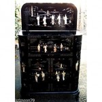 vintage lacquer mother of pearl inlaid bar cabinet