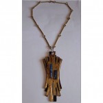 vintage mexican modernist lapis lazuli copper brass necklace