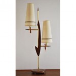 vintage mid-century sculptural teak table lamp