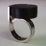 vintage modernist jens asby sterling ebony ring