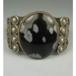 vintage navajo snowflake obsidian bracelet