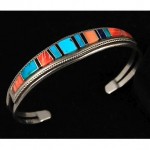 vintage navajo sterling inlay bracelet