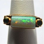 vintage opal and green tourmaline ring