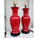 vintage pair chinese oxblood glaze table lamps