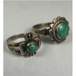 vintage pair navajo silver turquoise rings