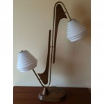 vintage wood brass and glass mid-century modern lamp