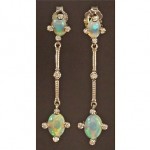 vintge pre-owned opal and diamond drop earrings