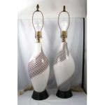 vitage pair mid-century dino martens murano glass lamps