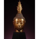 antique 1800s bronze buddha head