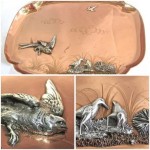 antique 1869 sterling copper tray