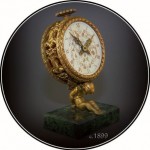 antique 1899 e. f. caldwell omega goliath bronze desk clock