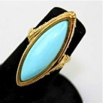 antique 18k marquise persian turquoise ring