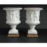 antique 19th century pair molded parian urns