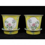 antique chinese famille rose planters