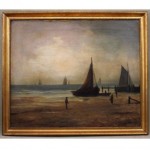antique k.l. preston seascape oil painting