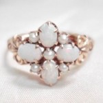 antique victorian 14k opal and seed pearl ring
