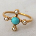 victorian art nouveau turquoise pearl ring