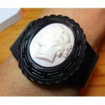 victorian large whitby jet cameo bracelet