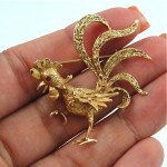 vintage 14k rooster with ruby eye