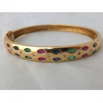 vintage 14k sapphire ruby emerald diamond bangle bracelet