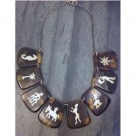 vintage 1940s mexican silver and faux tortoise necklace
