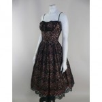 vintage 1950s lace and satin cocktail dress with wrap