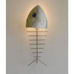 vintage 1970s metal fish lamp