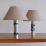 vintage 1970s pair of brutalist lamps