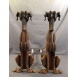 vintage art deco hound dog figural cast iron andirons