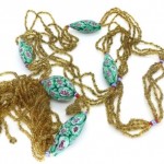vintage art deco millefiori glass bead sautoir necklace