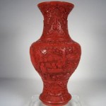 vintage chinese carved cinnabar lacquer vase