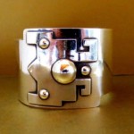 vintage e byrne livingston modernist sterling cuff bracelet