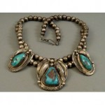 vintage ed shirley navajo turquoise silver necklace