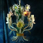 vintage french painted floral tole chandelier