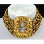 vintage kenneth jay lane buckle choker necklace