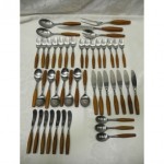 vintage mid-century dansk fjord stainless steel and teak flatware